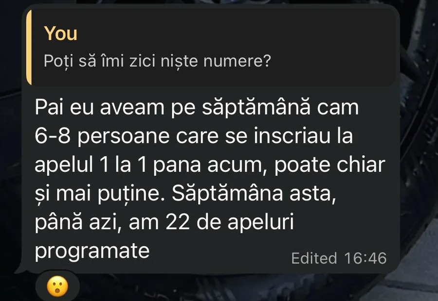 Rezultat real Raluca — 22 de apeluri programate